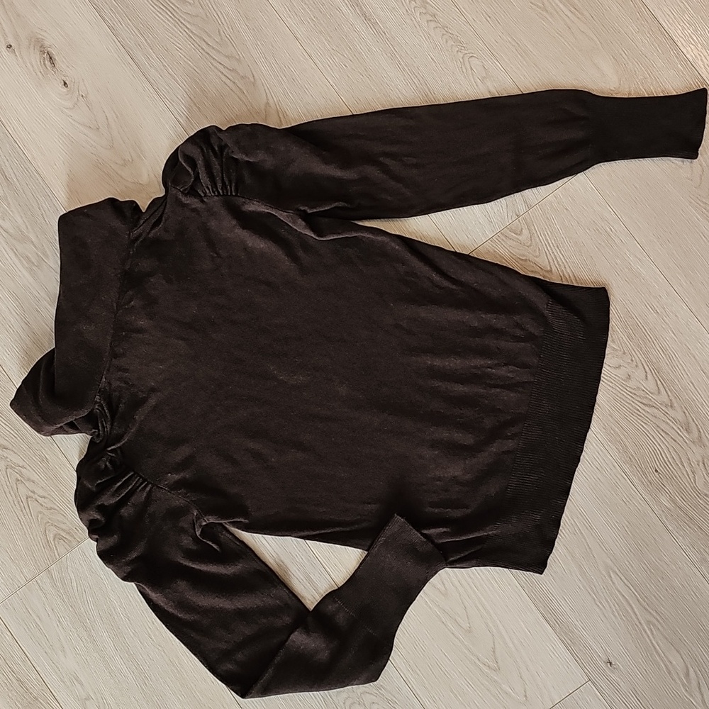 Saks Fifth Avenue Silk Cashmere Cowlneck Bubble Shoulder Longsleeve Sweater, Med - Picture 6 of 15